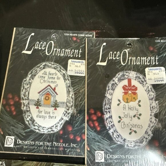 Designs For The Needle  Lace Ornament Christmas With Photo Frame Lot Of 10 Vtg - Picture 5 of 8
